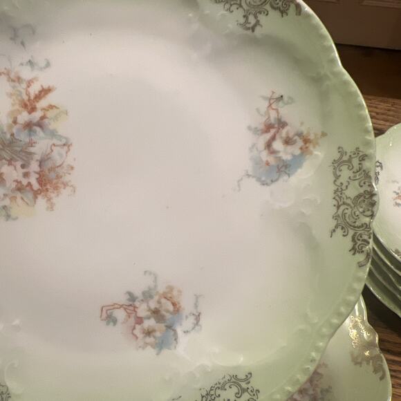 Antique Imperial Austria China Porcelain LUNCHEON SET 6 Plates + LG SERVING PL - Picture 13 of 13
